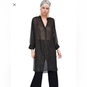 Zara‎ black gold sheer tunic​